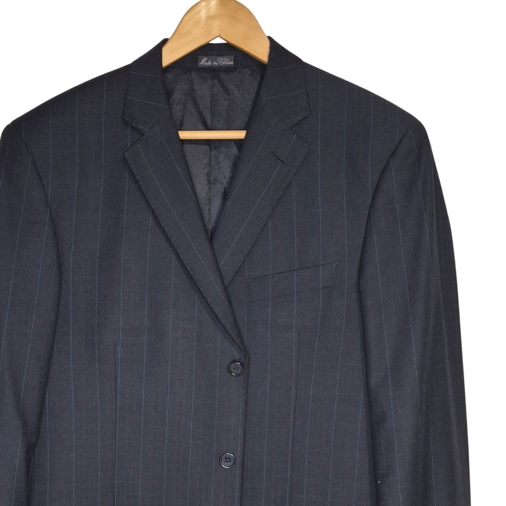 Evan-Picone Blazer Mens 44L Black Plaid High Twist‎ Microtech Sport Coat Jacket